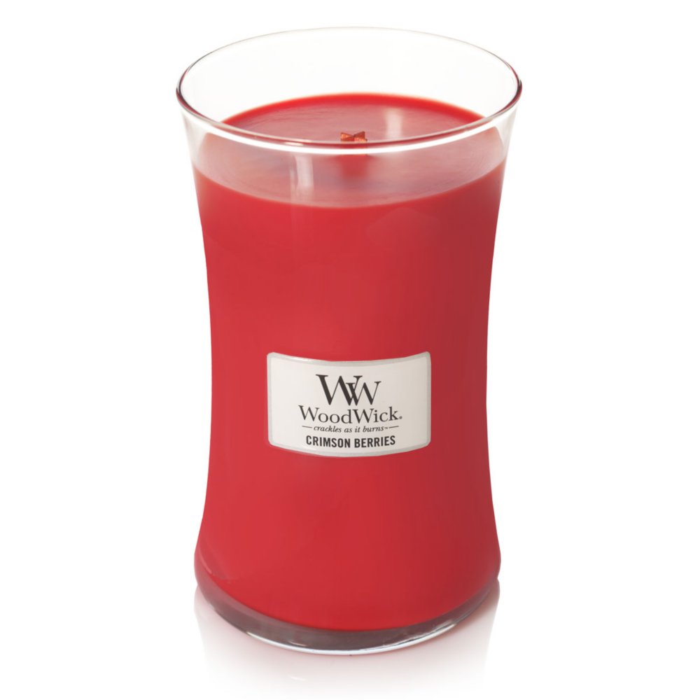 Crimson Berries Large Hourglass Candle WoodWick, Red, 10.2cm X 10.2cm X 17.8cm , Fruity
