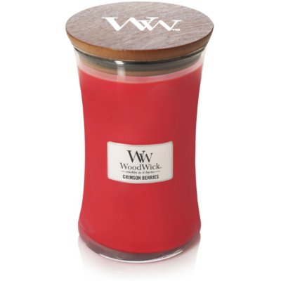 Crimson Berries Large Hourglass Candle WoodWick, Red, 10.2cm X 10.2cm X 17.8cm , Fruity