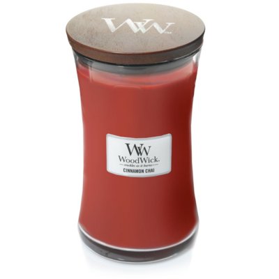 Cinnamon Chai Large Hourglass Candle WoodWick, Red, 10.2cm X 10.2cm X 17.8cm , Gourmand