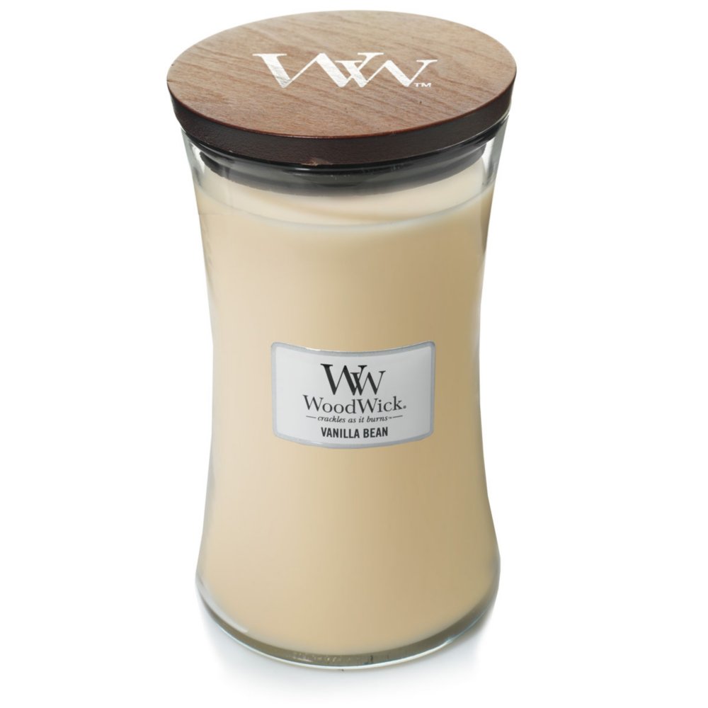 Vanilla Bean Large Hourglass Candle WoodWick, Neutrals, 10.2cm X 10.2cm X 17.8cm , Gourmand