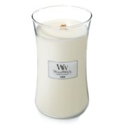 Linen Large Hourglass Candle WoodWick, White, 10.2cm X 10.2cm X 17.8cm , Fresh & Clean