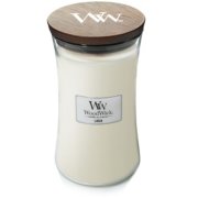 Linen Large Hourglass Candle WoodWick, White, 10.2cm X 10.2cm X 17.8cm , Fresh & Clean