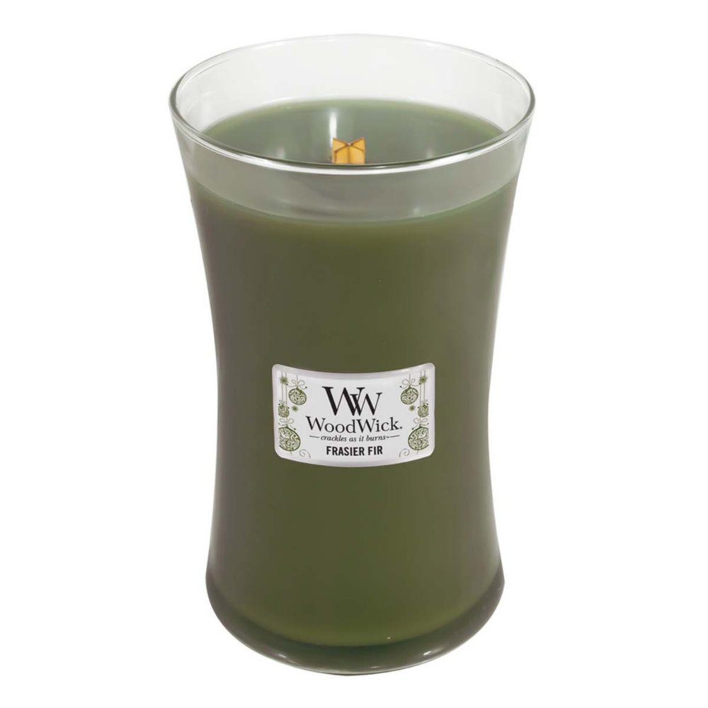 Fraser Fir Large Hourglass Candle WoodWick, Green, 10.2cm X 10.2cm X 17.8cm , Woody