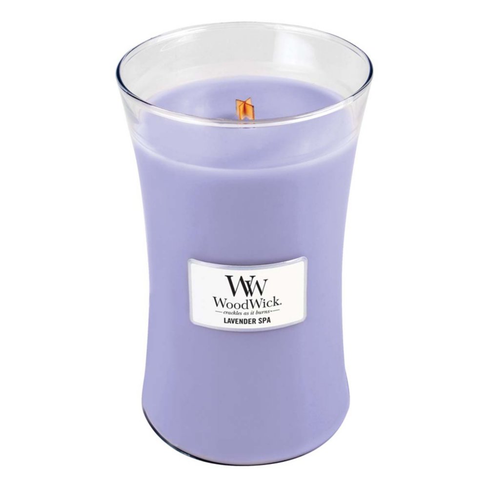 Lavender Spa Large Hourglass Candle WoodWick, Purple, 10.2cm X 10.2cm X 17.8cm , Floral