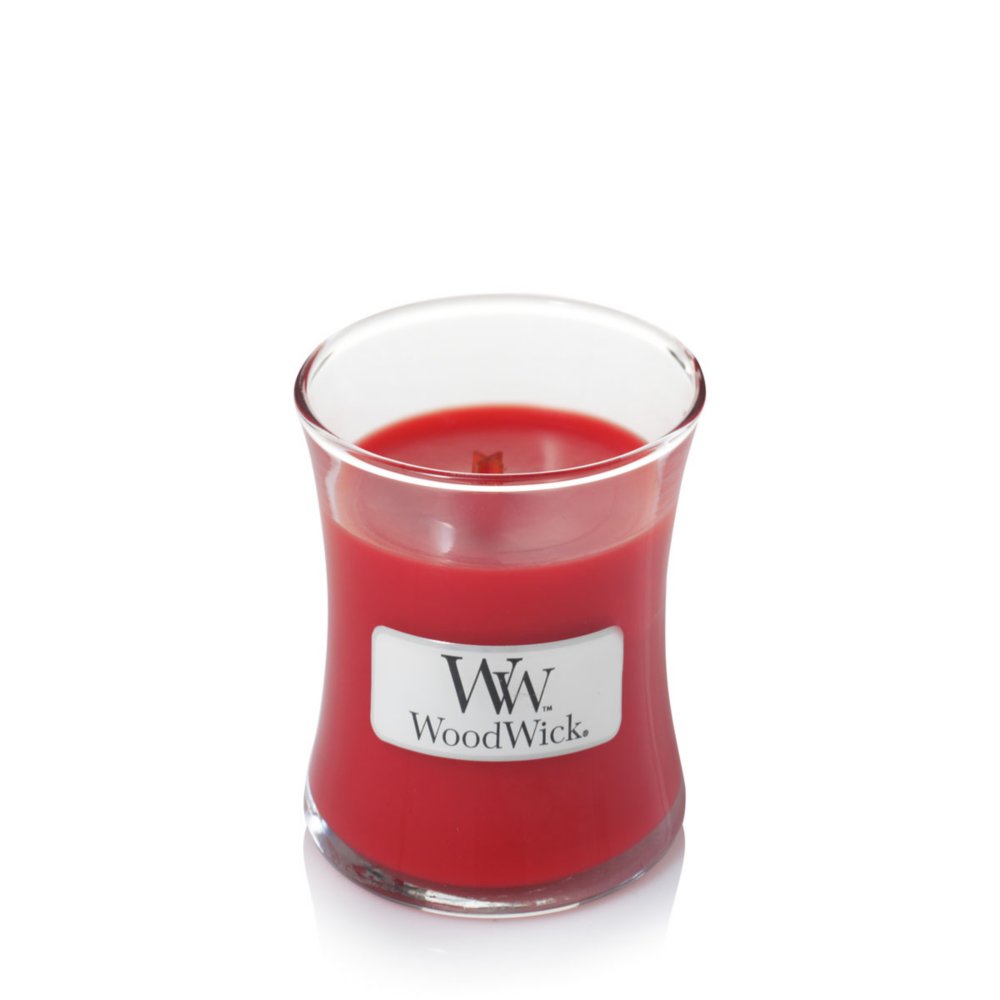 Crimson Berries Mini Hourglass Candle WoodWick, Red, 7cm X 7cm X 8.3cm , Fruity