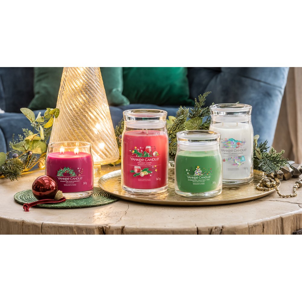 Sparkling Winterberry Signature Medium Jar Candle Yankee Candle, Red, 9.3cm X 11.4cm , Fresh & Clean