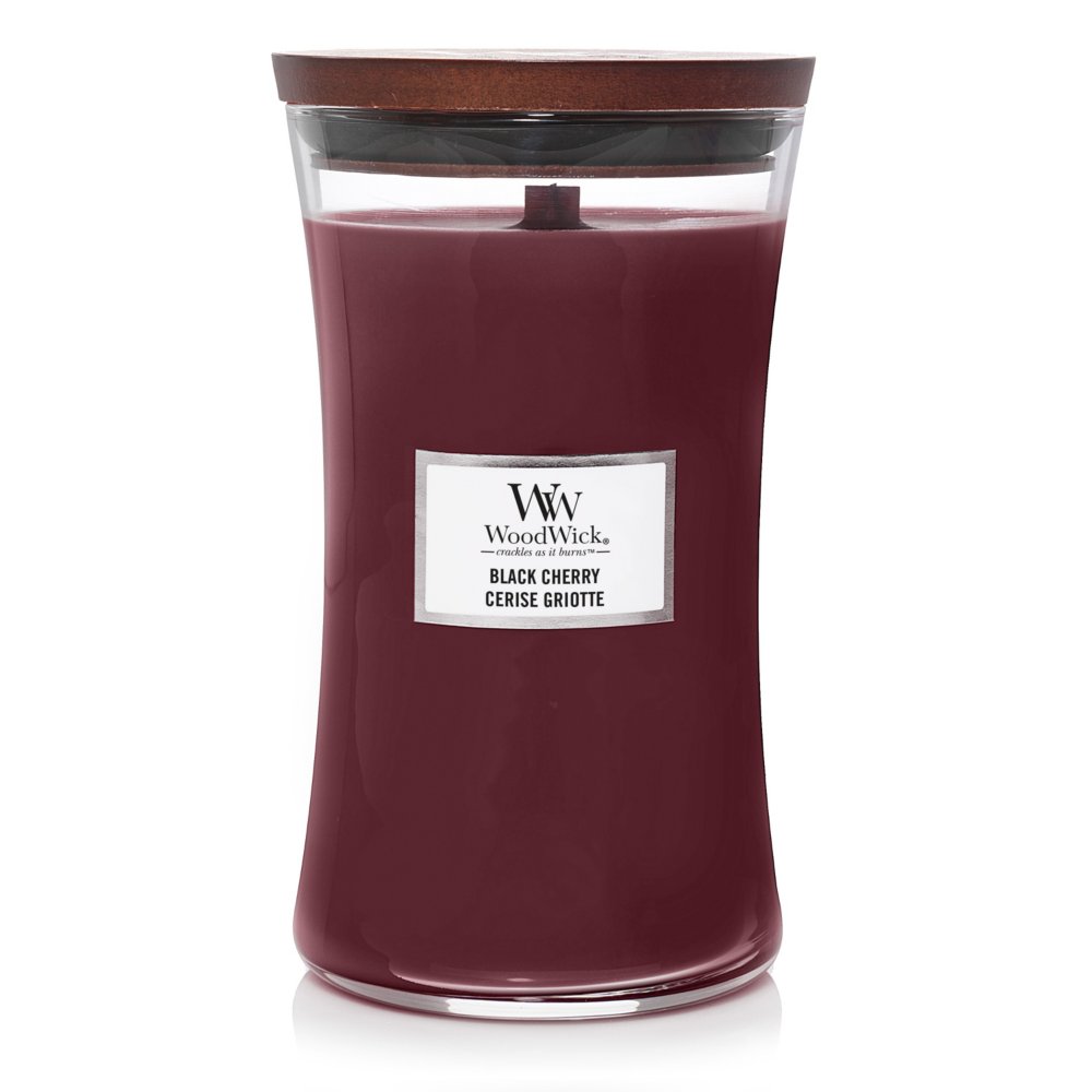 Black Cherry Large Hourglass Candle WoodWick, Red, 10.2cm X 10.2cm X 17.8cm , Fruity