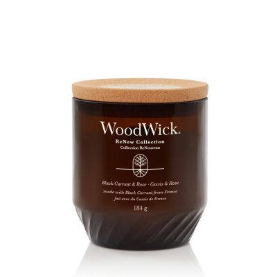 Black Currant & Rose Renew Medium Candle With Pluswick® WoodWick, Natural, 8cm X 8cm X 9.6cm , Floral