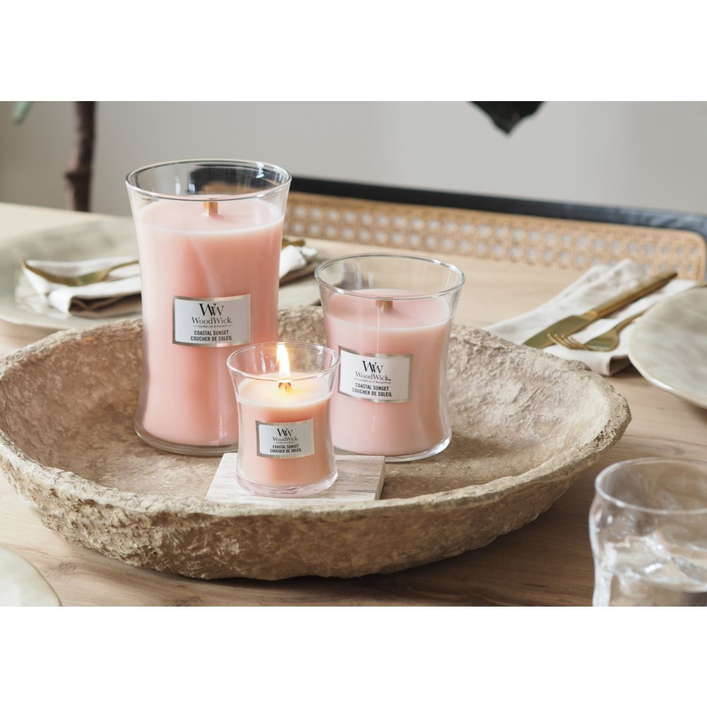 Coastal Sunset Medium Hourglass Candle WoodWick, Pink, 9.9cm X 9.9cm X 11.4cm , Floral