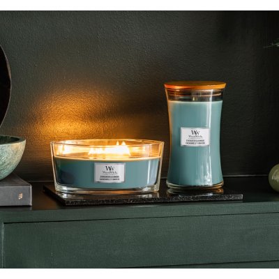 Evergreen Cashmere Ellipse Candle WoodWick, Light Green, 9.2cm X 19.1cm X 12.1cm , Fresh & Clean