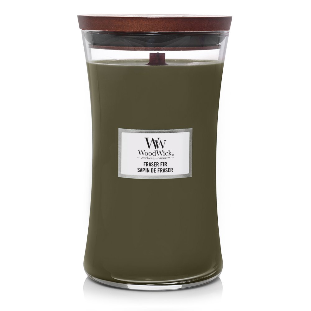 Fraser Fir Large Hourglass Candle WoodWick, Green, 10.2cm X 10.2cm X 17.8cm , Woody