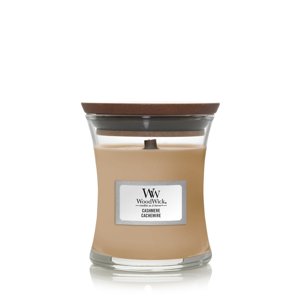 Cashmere Mini Hourglass Candle WoodWick, Brown, 7cm X 7cm X 8.3cm , Woody