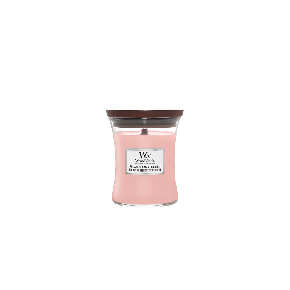 Pressed Blooms & Patchouli Medium Hourglass Candle WoodWick, Pink, 9.9cm X 9.9cm X 11.4cm , Floral
