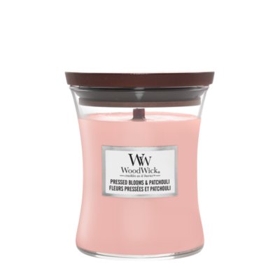 Pressed Blooms & Patchouli Medium Hourglass Candle WoodWick, Pink, 9.9cm X 9.9cm X 11.4cm , Floral