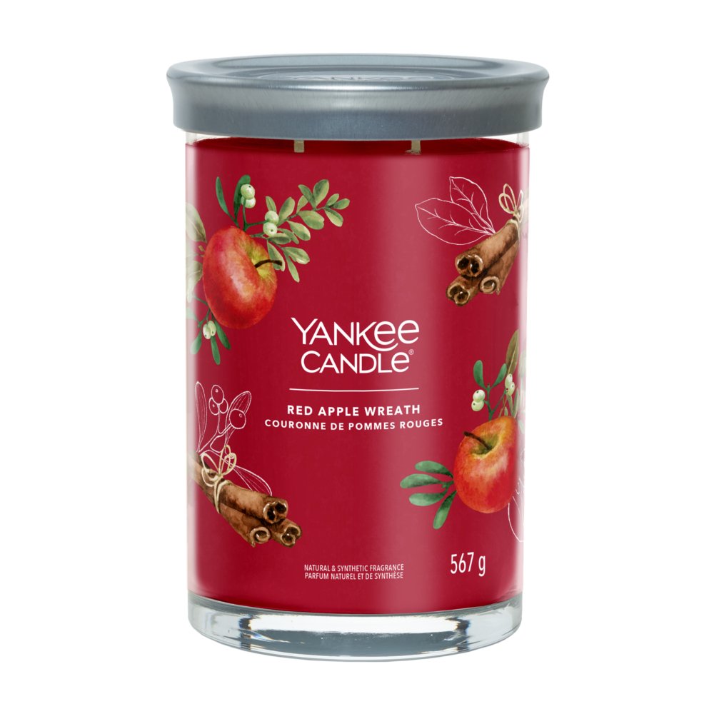 Red Apple Wreath Signature Large Tumbler Candle Yankee Candle, 9.3cm X 15.7cm , Fruity