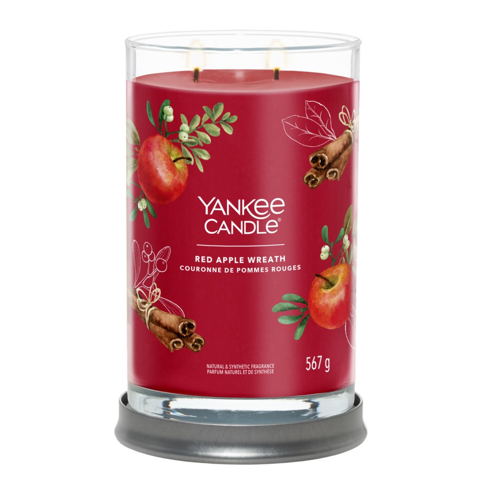 Red Apple Wreath Signature Large Tumbler Candle Yankee Candle, 9.3cm X 15.7cm , Fruity