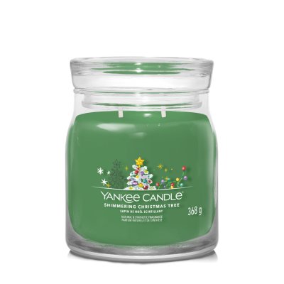 Shimmering Christmas Tree Signature Medium Jar Candle Yankee Candle, Green, 9.3cm X 11.4cm , Woody