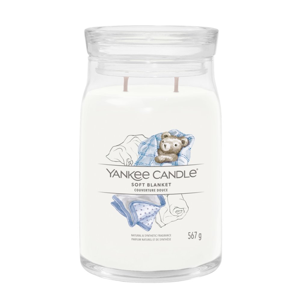 Soft Blanket Signature Large Jar Candle Yankee Candle, White, 9.3cm X 15.7cm , Fresh & Clean