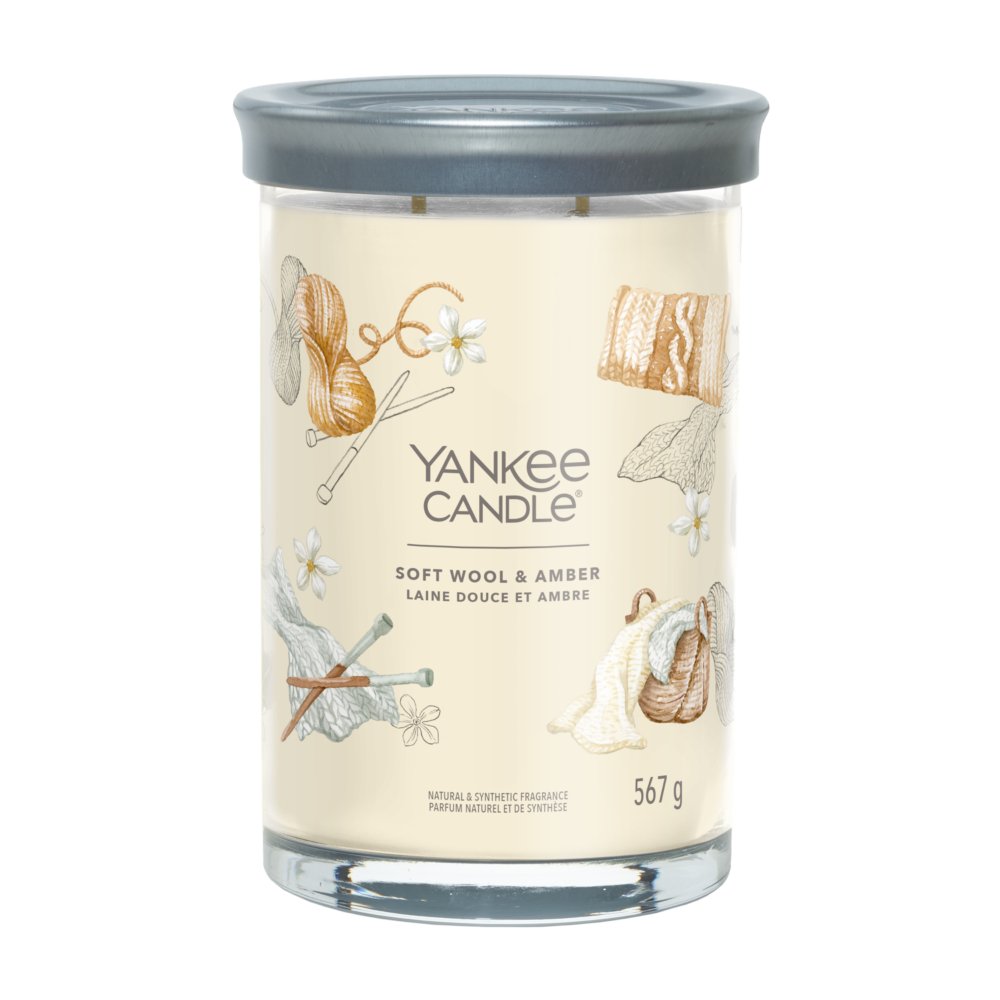 Soft Wool & Amber Signature Large Tumbler Candle Yankee Candle, Neutrals, 9.9cm X 14.9cm , Floral