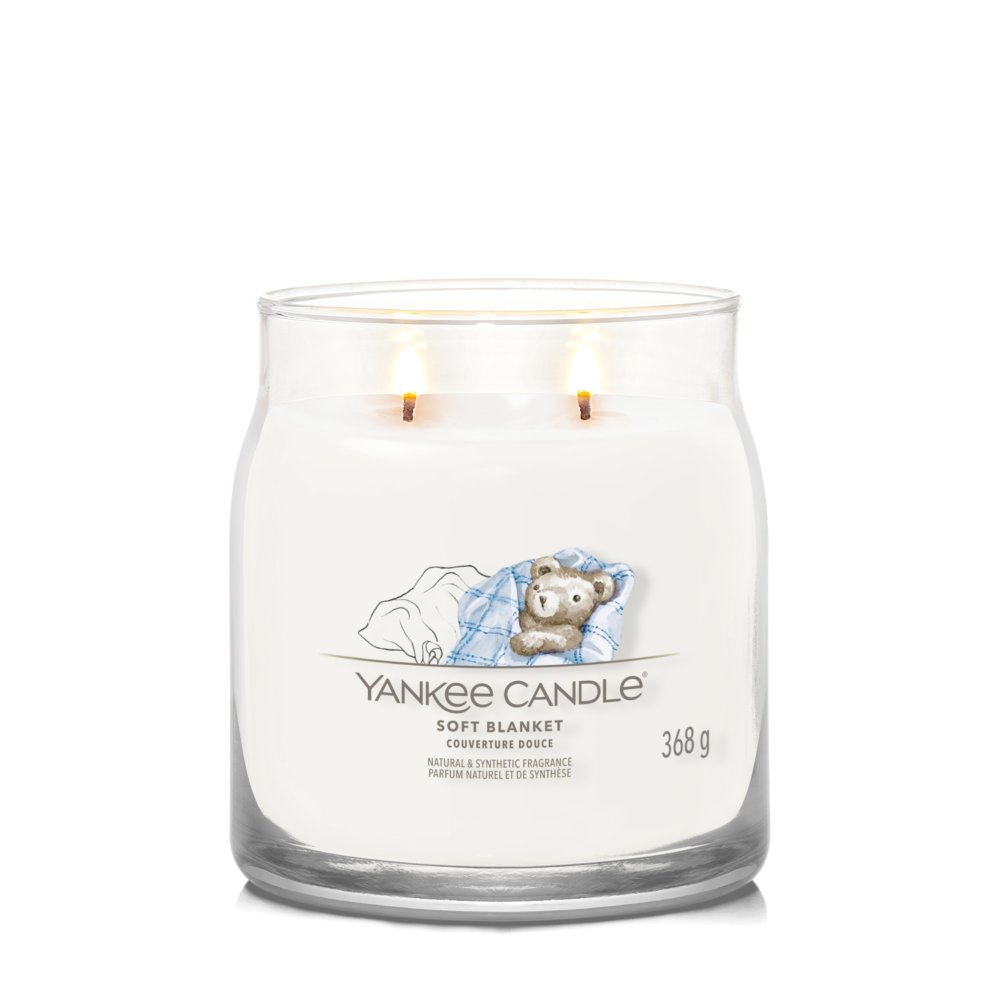 Soft Blanket Signature Medium Jar Candle Yankee Candle, White, 9.3cm X 11.4cm , Fresh & Clean