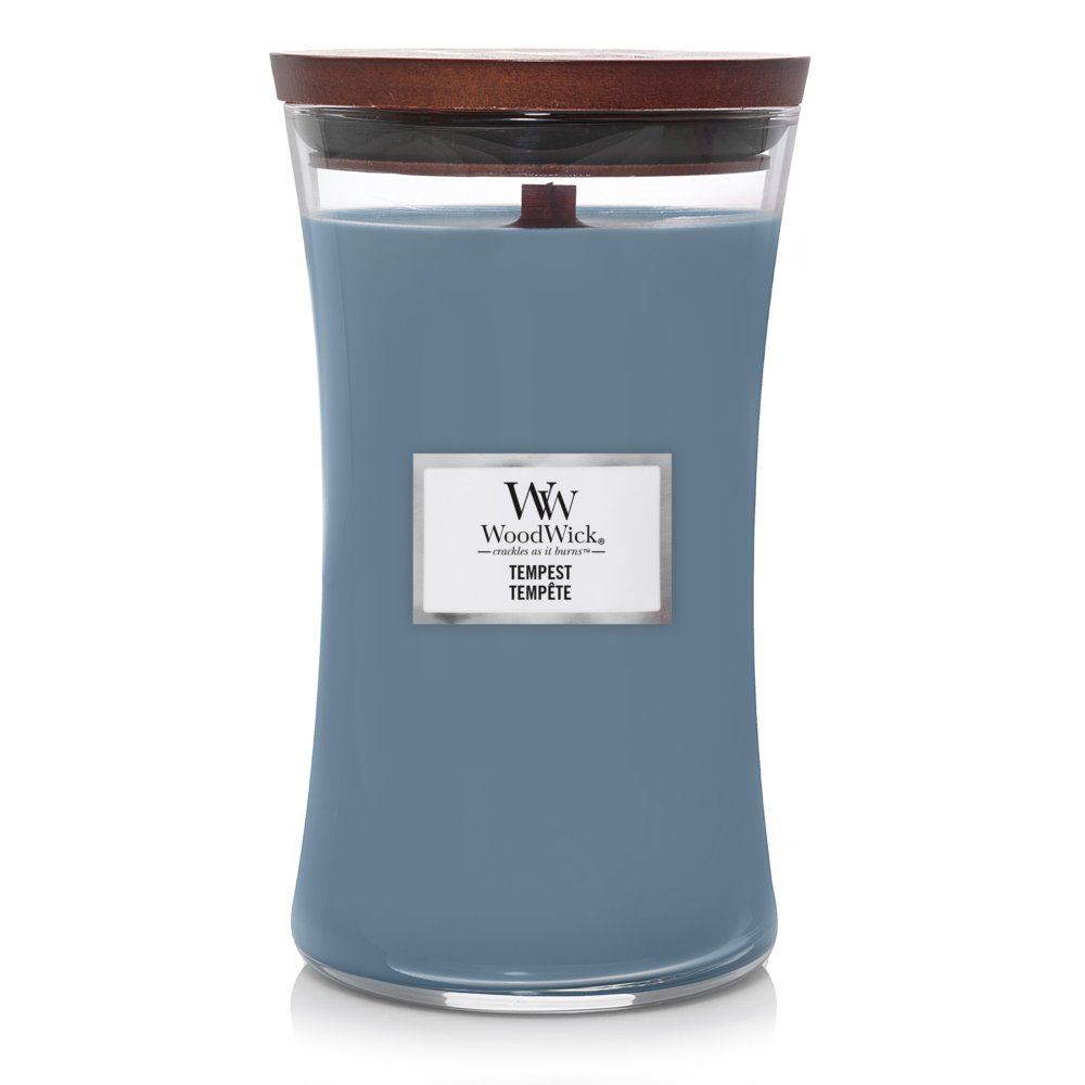 Tempest Large Hourglass Candle WoodWick, Blue, 10.2cm X 10.2cm X 17.8cm , Woody