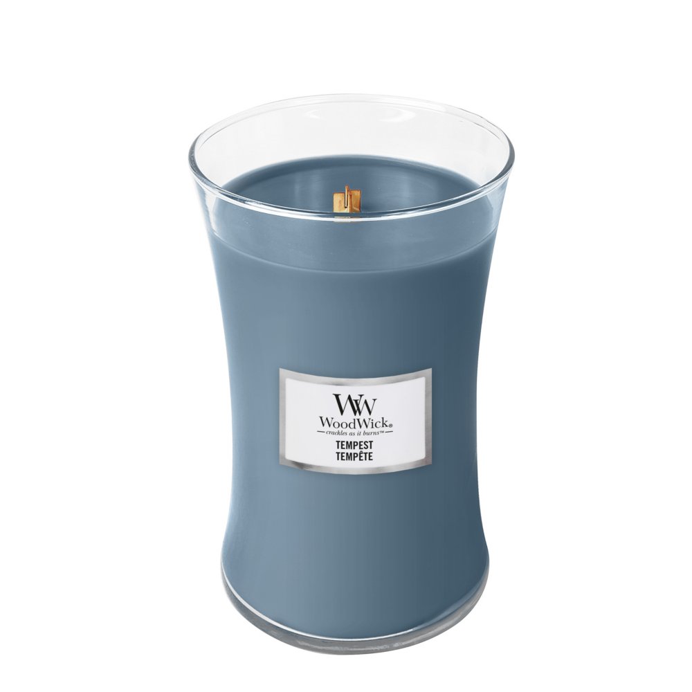 Tempest Large Hourglass Candle WoodWick, Blue, 10.2cm X 10.2cm X 17.8cm , Woody