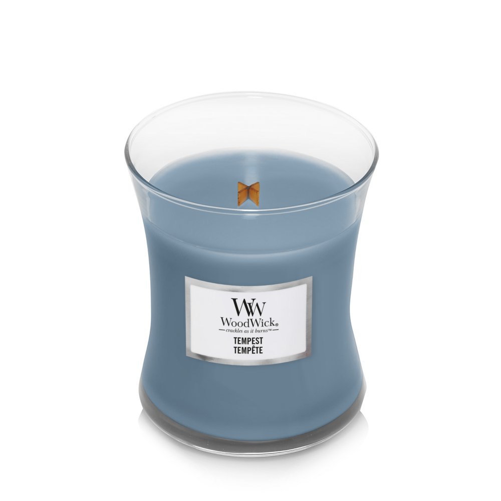 Tempest Medium Hourglass Candle WoodWick, Blue, 9.9cm X 9.9cm X 11.4cm , Woody