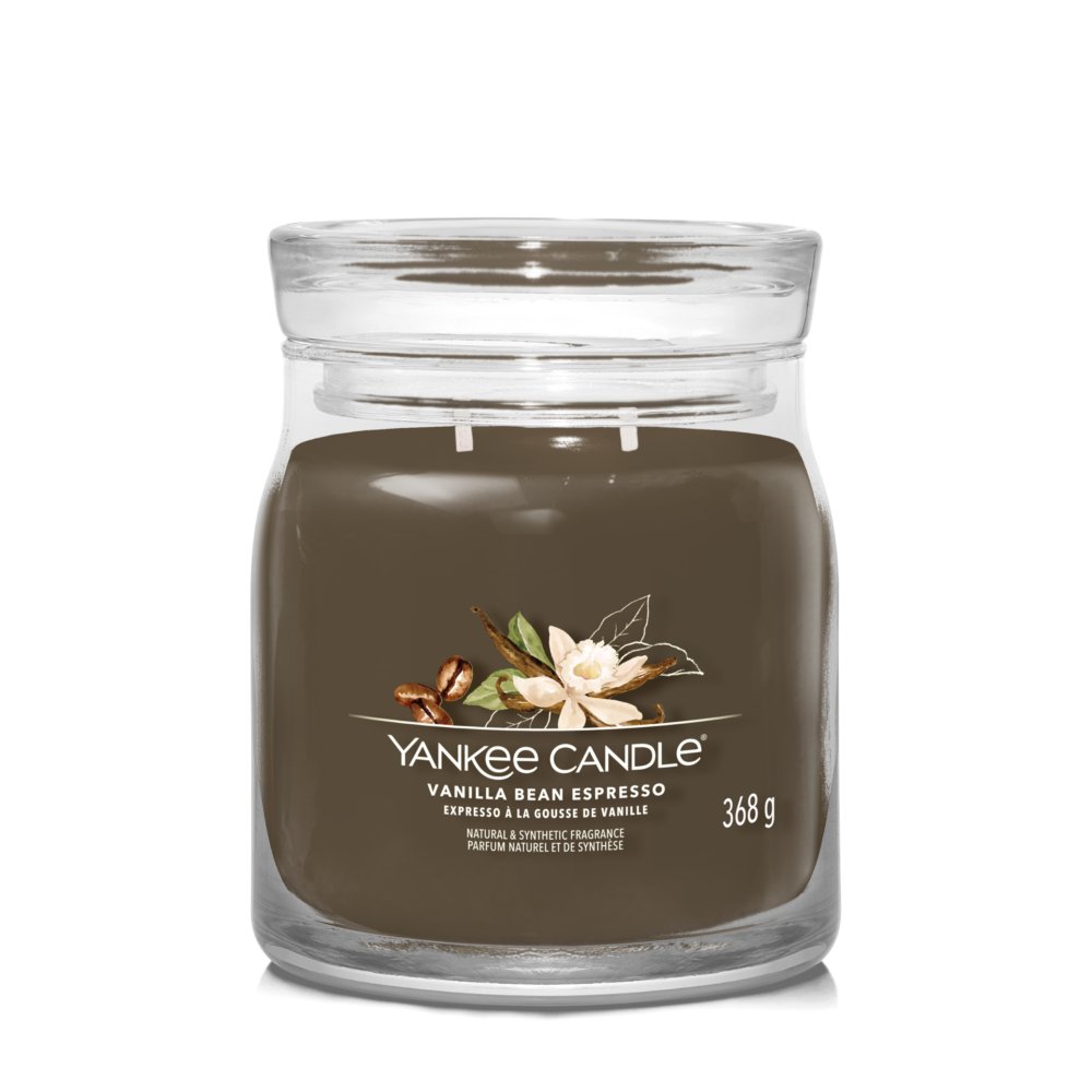 Vanilla Bean Espresso Signature Medium Jar Candle Yankee Candle, Brown, 9.3cm X 11.4cm , Sweet & Spicy