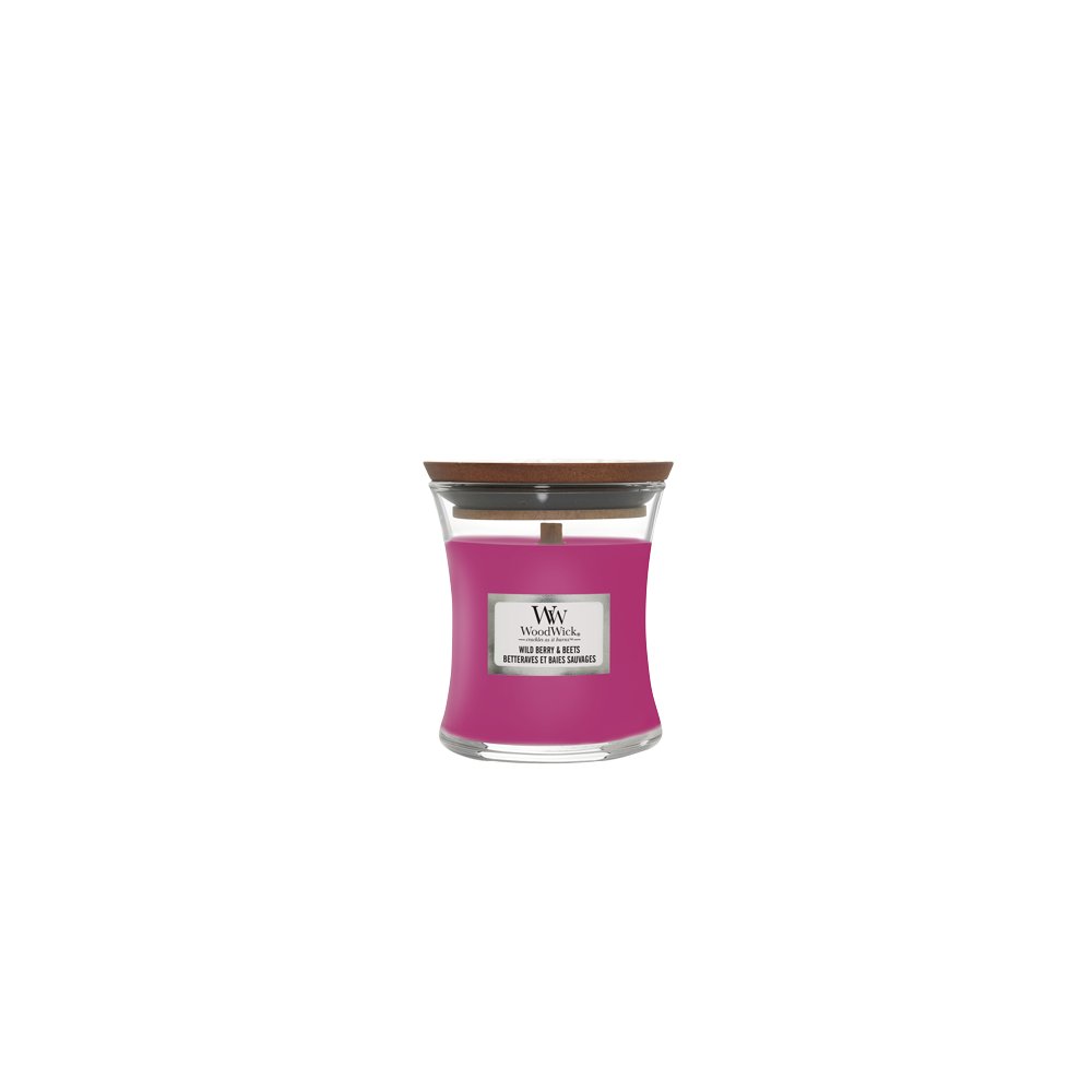 Wild Berry & Beets Mini Hourglass Candle WoodWick, Pink, 7cm X 7cm X 8.3cm , Fruity