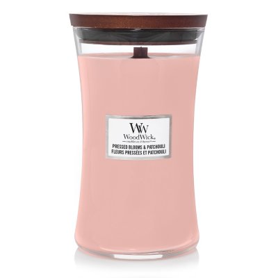 Pressed Blooms & Patchouli Large Hourglass Candle WoodWick, Pink, 10.2cm X 10.2cm X 17.8cm , Floral