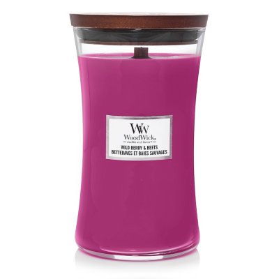 Wild Berry & Beets Large Hourglass Candle WoodWick, Pink, 10.2cm X 10.2cm X 17.8cm , Fruity