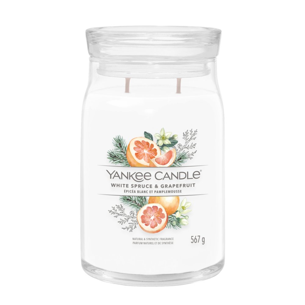 White Spruce & Grapefruit Signature Large Jar Candle Yankee Candle, 9.3cm X 15.7cm , Citrus