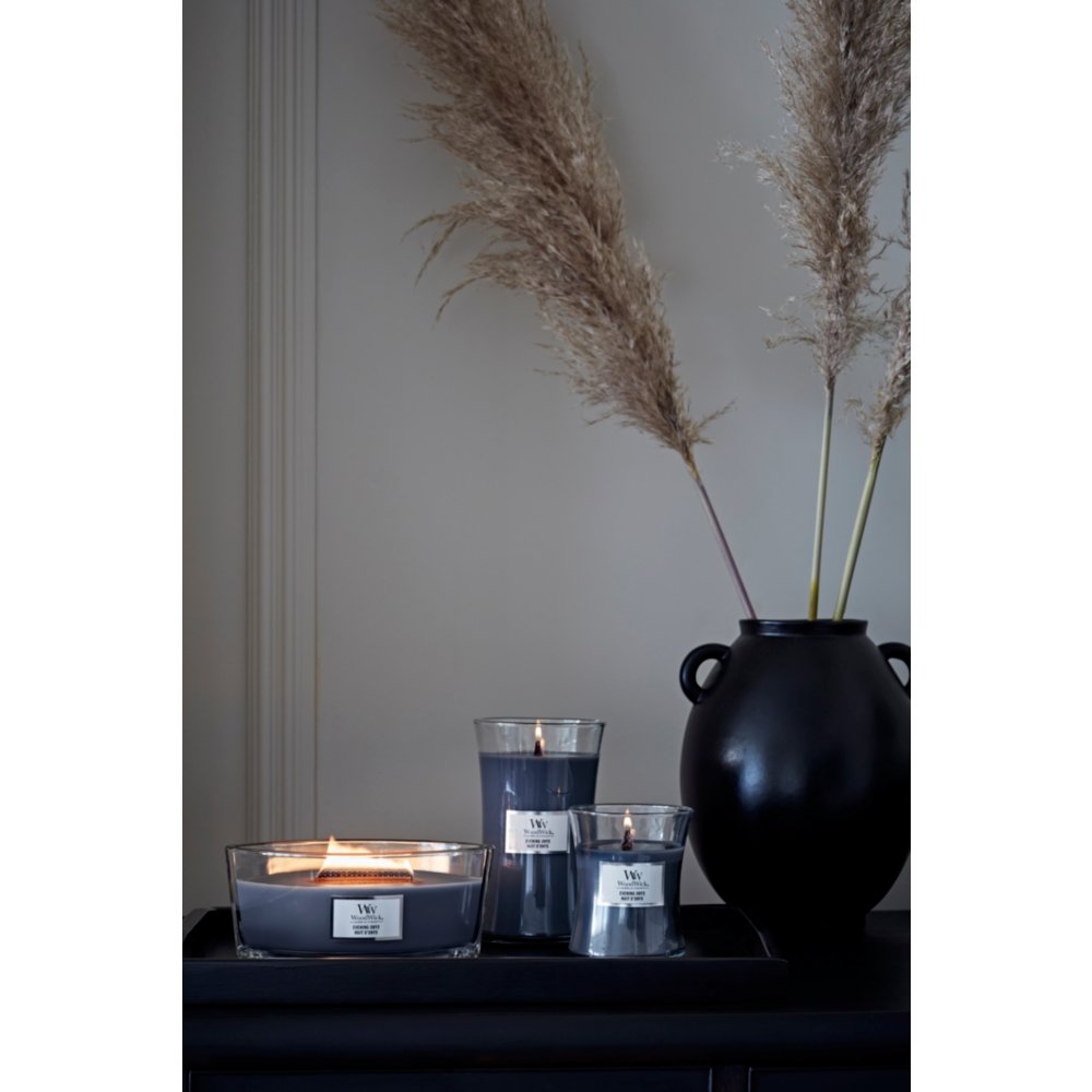 Evening Onyx Medium Hourglass Candle WoodWick, Grey, 9.9cm X 9.9cm X 11.4cm , Floral