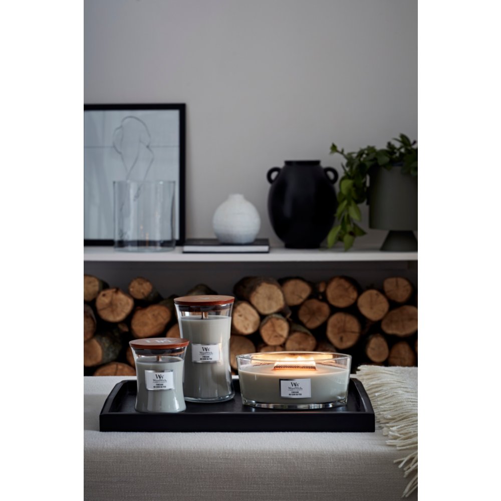 Fireside Ellipse Candle WoodWick, Grey, 9.2cm X 19.1cm X 12.1cm , Woody
