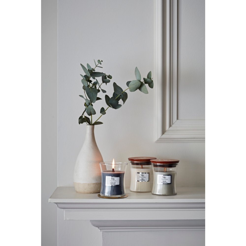 Warm Wool Mini Hourglass Candle WoodWick, Grey, 7cm X 7cm X 8.3cm , Fresh & Clean