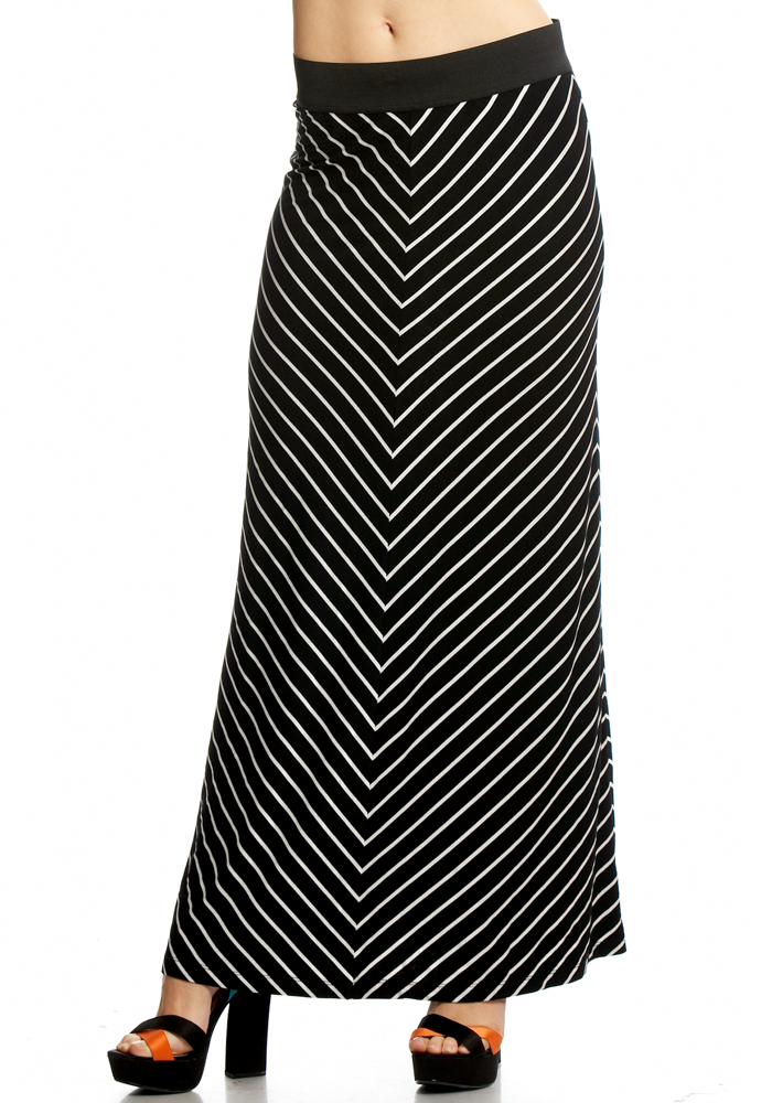 Chevron Striped Maxi Skirt