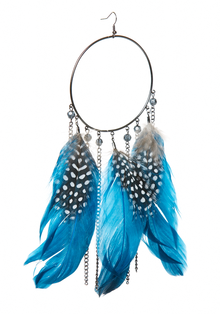 2b Feather Hoops and Chain Earring
