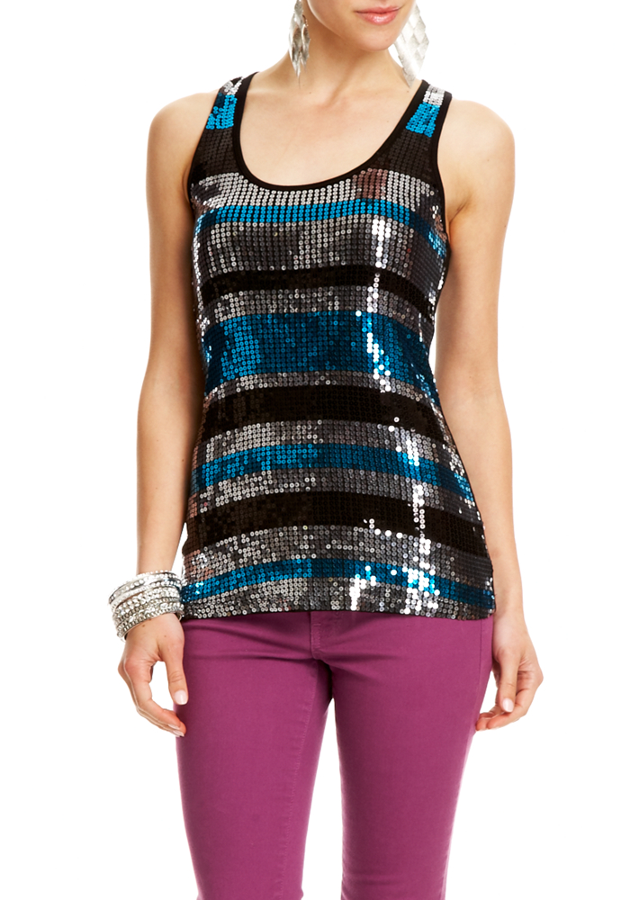 2b Stripe Sequin Tank