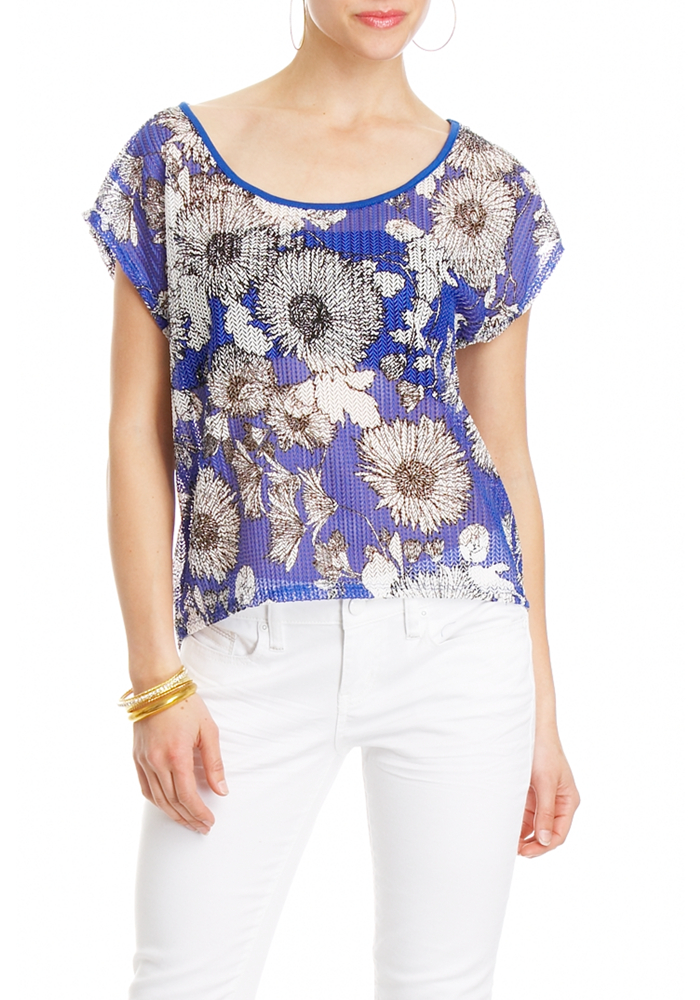 2b Floral Mesh Top