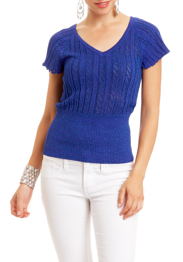 2b Erin Metallic Flutter Top