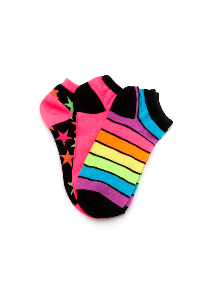 2b Neon Stars and Stripes Socks