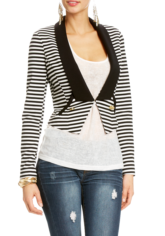 2b Shawl Collar Striped Jacket