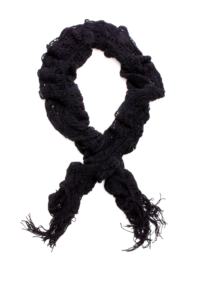 2b Ruffled Open Weave Knit Scarf