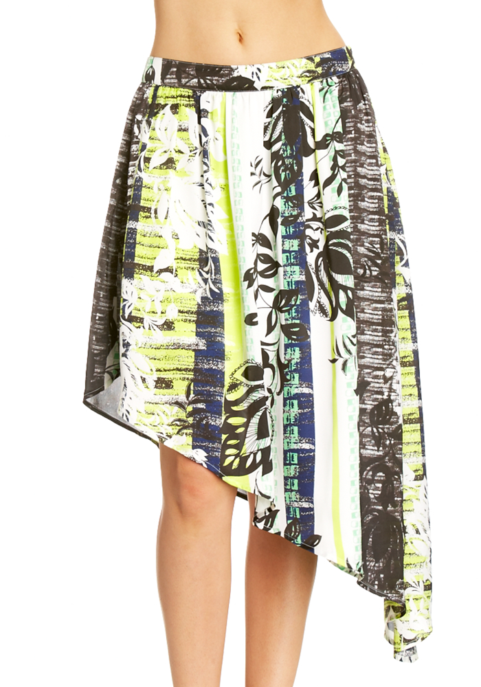 2b Passport Stripe Asymmetrical Skirt