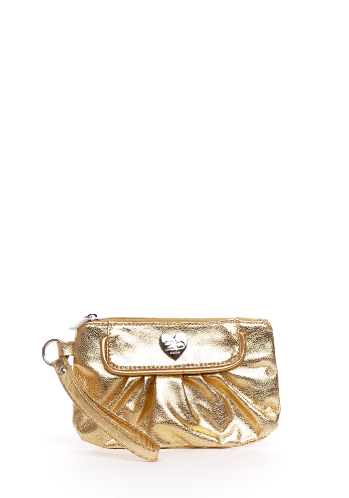 2b 2B Gold Heart Wristlet