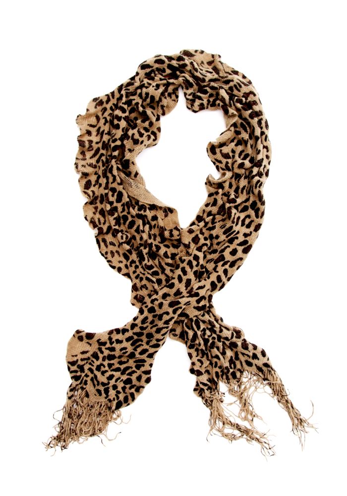 2b Leopard Ruffle Knit Scarf