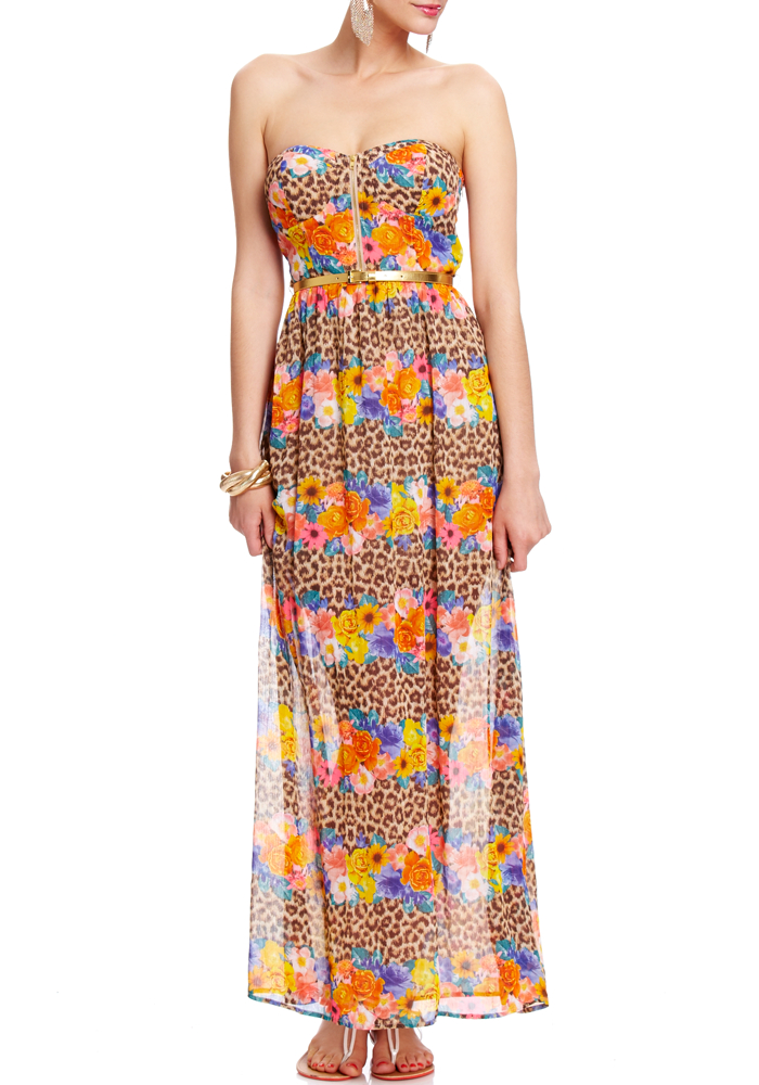 2b Blooming Leopard Maxi Dress