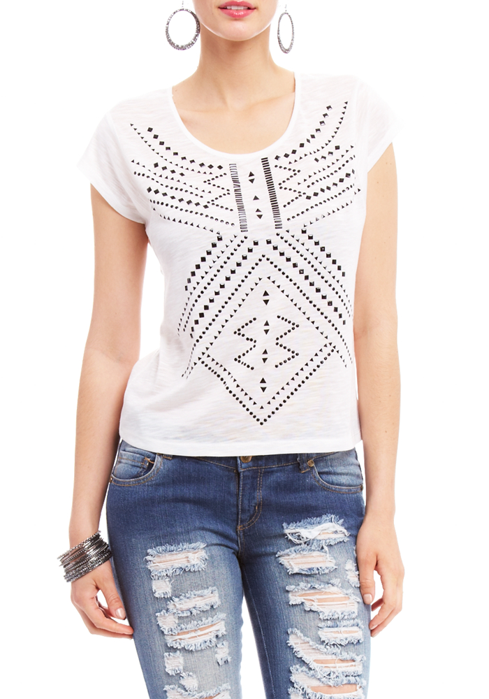 2b Lori Aztec Printed Crop T-Shirt
