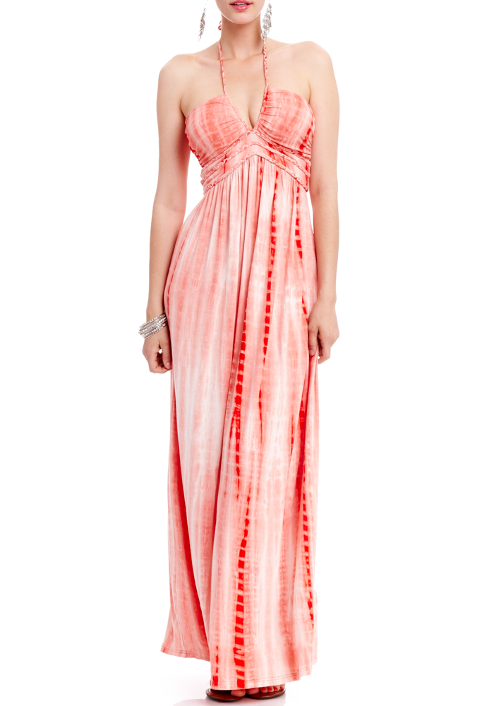 2b Braid Trim Tie-dye Maxi Dress