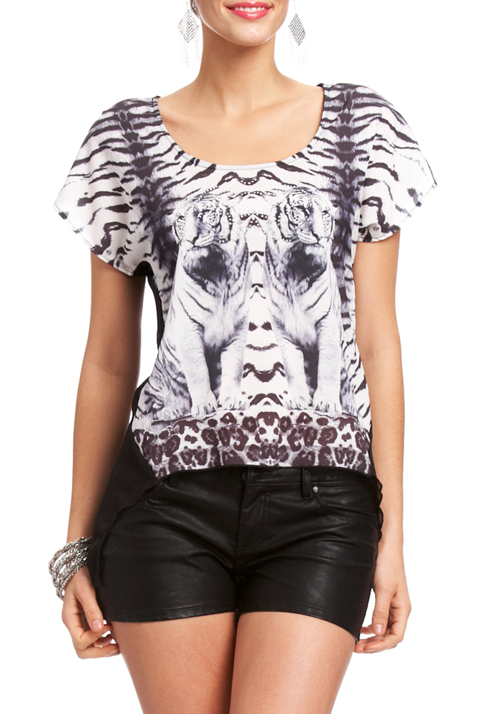 2b Tiger Graphic Chiffon